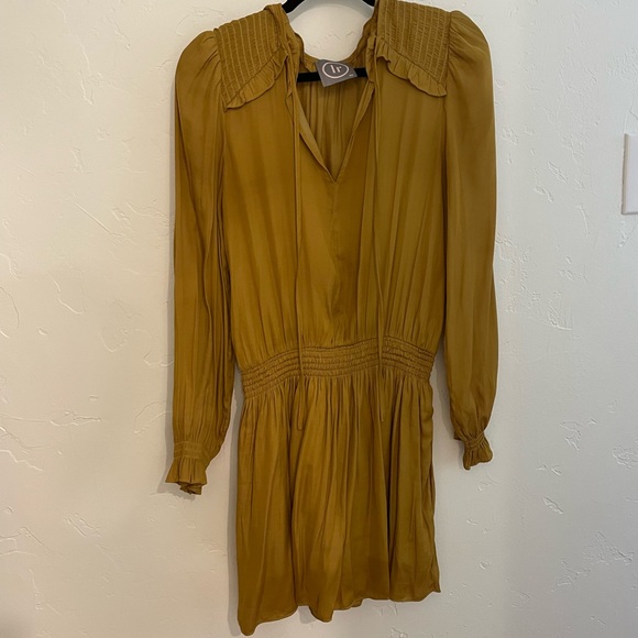 Mustard silky lily rain dress - size medium - Picture 1 of 4